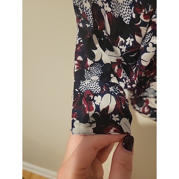 Veronica Beard Goldie Blouse Floral Silk Tuxedo Top Pintuck Popover Career Sz 2 - Picture 5 of 8